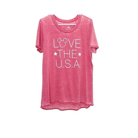 NWT Disney Store Burnout "Love The USA" Short Sleeve Top Tee Shirt - Picture 1 of 7